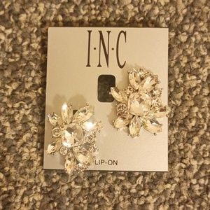 INC bling crystal clip on formal earings